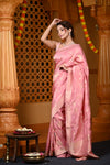 Durva Premium~ Viscose Hand-dyed Rangkaath Saree in Peach Bloom