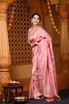 Durva Premium~ Viscose Hand-dyed Rangkaath Saree in Peach Bloom