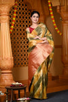 Durva Premium~ Viscose Hand-dyed Rangkaath Saree in Shades of Olive Yellow