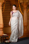 Durva Premium ~ Viscose Tissue Saree with Hand-Embroidered Gota Patti in Diamond White