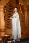 Durva Premium ~ Viscose Tissue Saree with Hand-Embroidered Gota Patti in Diamond White