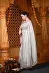 Durva Premium ~ Viscose Tissue Saree with Hand-Embroidered Gota Patti in Diamond White