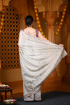 Durva Premium ~ Viscose Tissue Saree with Hand-Embroidered Gota Patti in Diamond White