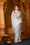 Durva Premium ~ Viscose Tissue Saree with Hand-Embroidered Gota Patti in Diamond White