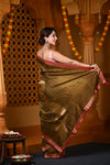 Durva Premium~ Viscose Hand-dyed Rangkaath Saree in Shades of Olive