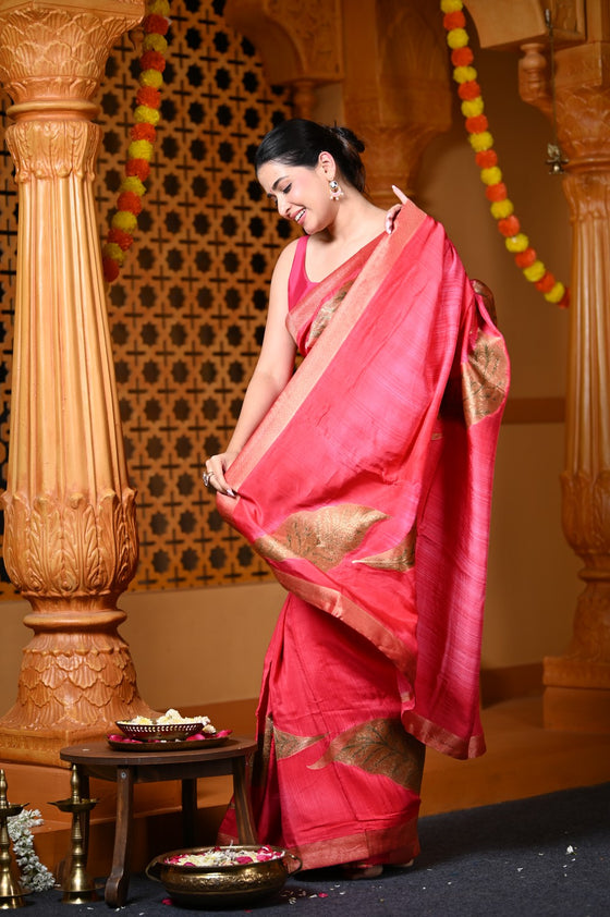 Durva Premium~ Viscose Hand-dyed Rangkaath Saree in Shades of Pink