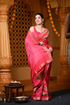 Durva Premium~ Viscose Hand-dyed Rangkaath Saree in Shades of Pink