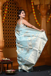 Durva Premium~ Viscose Hand-dyed Rangkaath Saree in Shades of Sky Blue