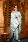 Durva Premium~ Viscose Hand-dyed Rangkaath Saree in Shades of Sky Blue