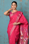 Tyohaar ~ Handloom Pure Cotton Paithani With Lotus Pallu ~ Blush Pink