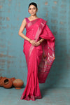 Tyohaar ~ Handloom Pure Cotton Paithani With Lotus Pallu ~ Blush Pink