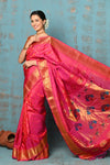 Tyohaar ~ Chandrakor: Handloom Pure Silk Maharani Paithani Saree with Traditional Maharani Pallu ~ Rani Pink (By Government Certified Weavers)