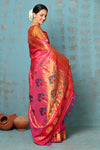 Tyohaar ~ Chandrakor: Handloom Pure Silk Maharani Paithani Saree with Traditional Maharani Pallu ~ Rani Pink (By Government Certified Weavers)