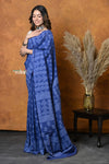 Mastaani ~ Handblock Printed Cotton Saree With Natural Dyes - Indigo Blue