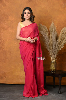  Mastaani ~ Pure Mul Cotton Handloom Saree - Rani Pink