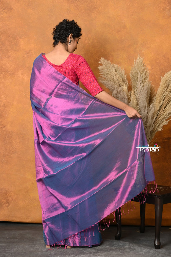 Fusion Cotton Tissue Shimmer Saree  - Dual Tone Purple