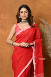 Mastaani ~ Pure Cotton Handloom Saree with Buttis & Sleek Border - Red