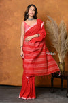 Mastaani ~ Pure Cotton Handloom Saree with Buttis & Sleek Border - Red