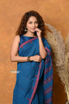 Mastaani ~ Handloom Pure Cotton Saree With Sleek Border - Daisy Blue