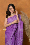 Mastaani ~ Handblock Printed Cotton Saree With Natural Dyes - Purple