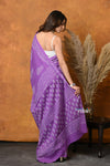 Mastaani ~ Handblock Printed Cotton Saree With Natural Dyes - Purple
