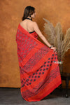 Mastaani ~ Handblock Printed Cotton Saree With Natural Dyes - Red