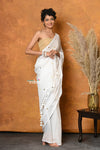 Mastaani ~ Pure Mul Cotton Handloom Saree with Sequin ~ White