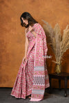 Mastaani ~ Pure Cotton Handblock Printed Saree - Daisy Pink