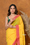 Mastaani ~ Handloom Pure Cotton Saree With Sleek Border - Yellow
