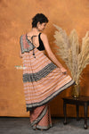 Mastaani ~ Handblock Printed Cotton Saree With Natural Dyes - Orange