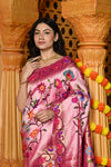 Gaurangi - Garden of Heritage – Handloom All Over Pure Silk Paithani Saree with Floral Handwork in Soft Pink
