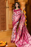 Gaurangi - Garden of Heritage – Handloom All Over Pure Silk Paithani Saree with Floral Handwork in Soft Pink