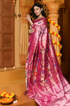 Gaurangi - Garden of Heritage – Handloom All Over Pure Silk Paithani Saree with Floral Handwork in Soft Pink