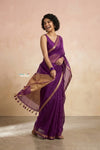 Ganga Ghat ~ Banarasi Handwoven Pure Silk Banarasi Organza Saree in Purple