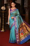 Virasat ~ Handloom Pure Silk Paithani Saree With Most Traditional Radha Krishna Pallu in Powder Blue