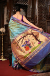 Virasat ~ Handloom Pure Silk Paithani Saree With Most Traditional Radha Krishna Pallu in Powder Blue