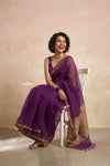 Ganga Ghat ~ Banarasi Handwoven Pure Silk Banarasi Organza Saree in Purple