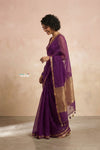 Ganga Ghat ~ Banarasi Handwoven Pure Silk Banarasi Organza Saree in Purple