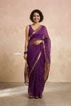 Ganga Ghat ~ Banarasi Handwoven Pure Silk Banarasi Organza Saree in Purple