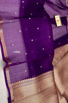 Ganga Ghat ~ Banarasi Handwoven Pure Silk Banarasi Organza Saree in Purple