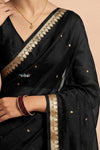 Ganga Ghat ~ Banarasi Handwoven Pure Silk Banarasi Organza Saree in Black