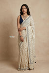 Mitti Ke Rang ~ Ajrakh Printed Cotton Saree in White