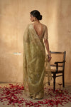 Ganga Ghat  ~ Banarasi Organza Saree with Handcrafted Beadwork In Mint Green