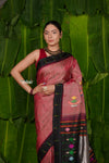 Aranya ~ Pure Silk Handloom Black Muniya Border Paithani with Asawali Tawa Pallu in Rustt
