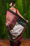 Aranya ~ Pure Silk Handloom Black Muniya Border Paithani with Asawali Tawa Pallu in Rustt