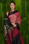 Aranya ~ Pure Silk Handloom Black Muniya Border Paithani with Asawali Tawa Pallu in Rustt