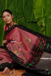 Aranya ~ Pure Silk Handloom Black Muniya Border Paithani with Asawali Tawa Pallu in Rustt