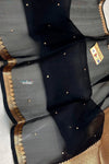 Ganga Ghat ~ Banarasi Handwoven Pure Silk Banarasi Organza Saree in Black