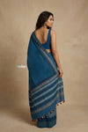 Mitti Ke Rang ~ Ajrakh Printed Cotton Saree in Azure Blue