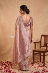 Ganga Ghat  ~ Banarasi Organza Saree with Handcrafted Beadwork In Blush Pink